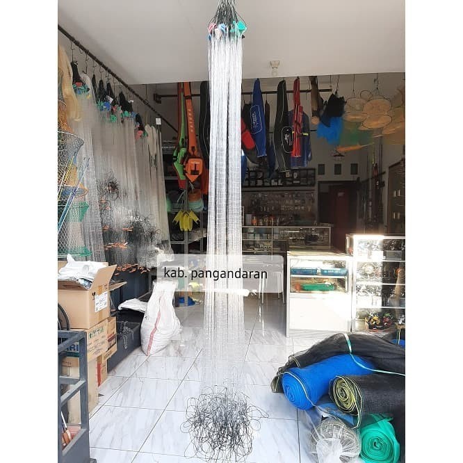 PREMIUM Jaring ikan siap pakai 3 lapis tinggi 1,5m panjang 10m