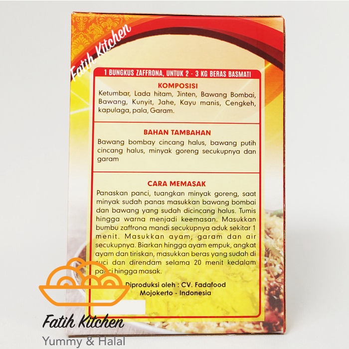 

NeW Zaffron Bumbu Nasi Mandhi, Kabsah, Briyani & Kebuli 100 gr