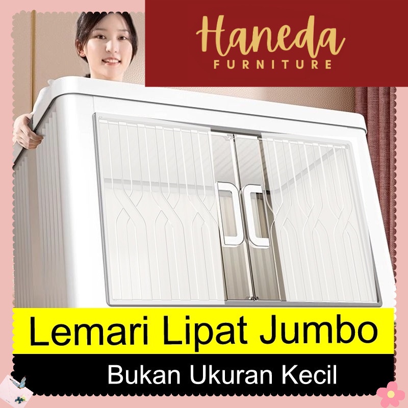 Favorit HANEDA Lemari Plastik Lipat Susun jumbo 135Liter 70cm x 50 cm x 40 cm Rak Buku Serbaguna/Rak