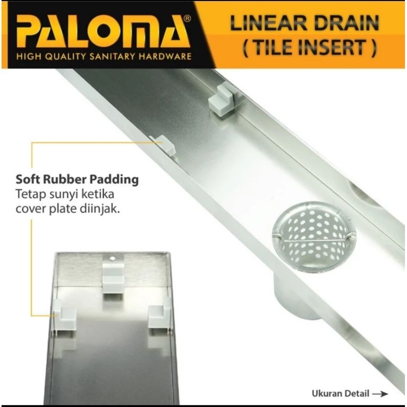 Promo PALOMA FDP 5106 / FDP 5108 / FDP 5110 / FDP 5112 Floor Drain Panjang Saringan Kamar Mandi Hari