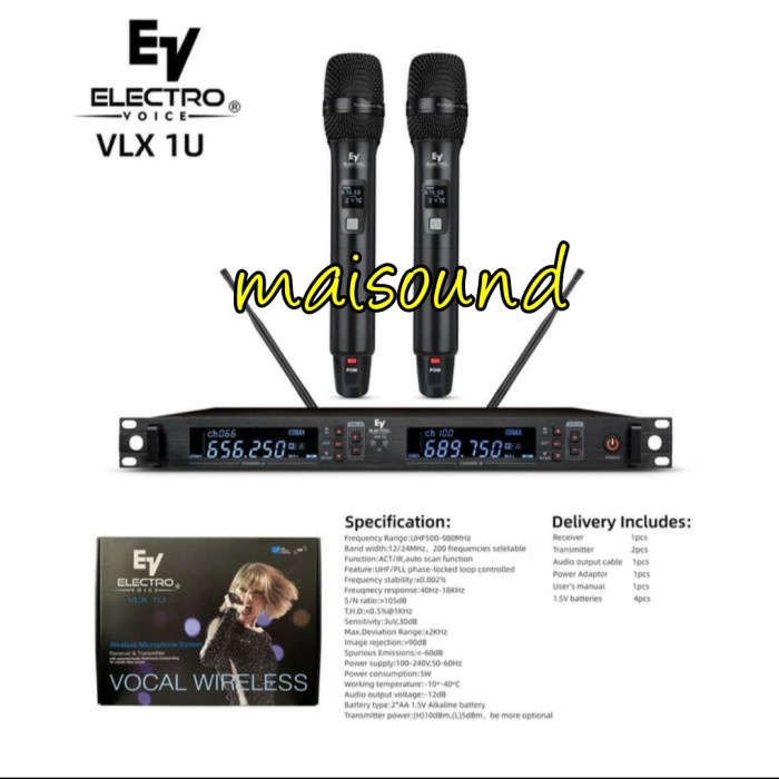 MIC WIRELESS ELECTRO VOICE EV VLX 1U ORIGINAL MICROPHONE EV VLX1U ORI