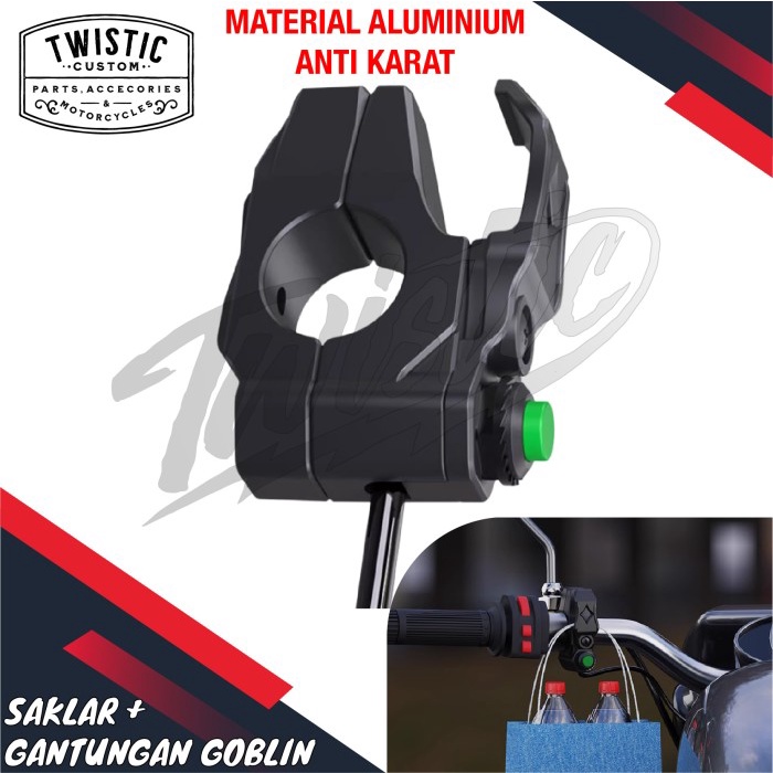 Saklar Switch Goblin Holder Tombol On Off Lampu Tembak + Gantungan Barang Motor ADV 150 160 PCX Nmax