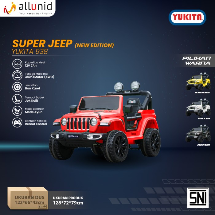 TERBARU Mobil Aki Jeep YUKITA 938 - 12 Volt