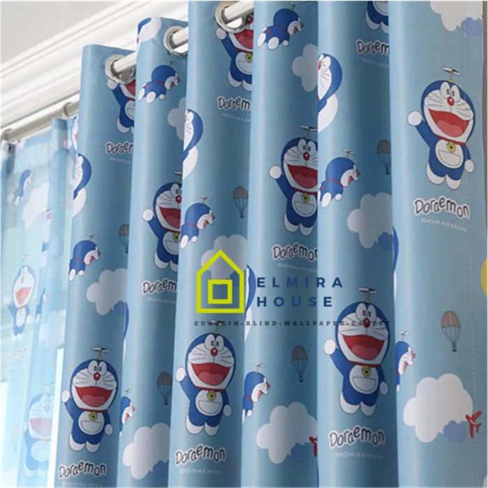 Gorden Kamar Anak Laki Dan Perempuan Motif Doraemon Smokering Biru Terlaris