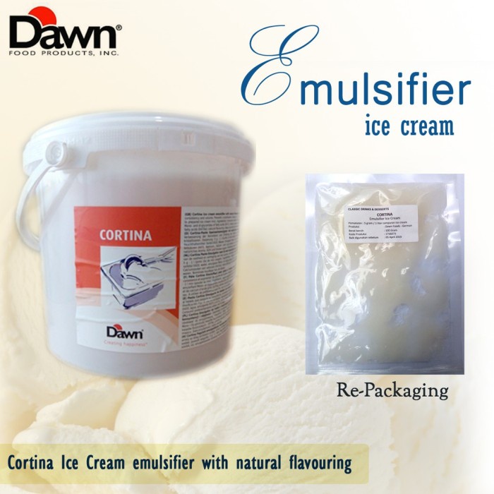 

Ready Stok" Cortina Emulsifier Ice Cream Emulsifier Pengembang Es Krim 100 Gr