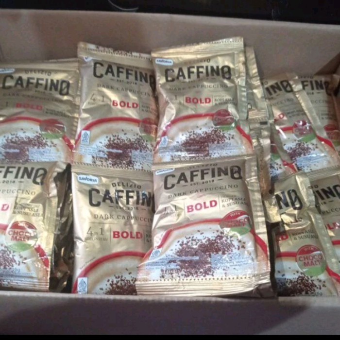 

delizio caffino dark cappucino 4in1 bold with chocomalt 25gr 1 karton isi 12 renteng