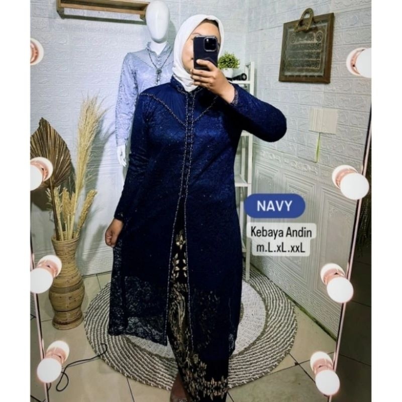 SETELAN KEBAYA TUNIK JUMBO LD 130 / KEBAYA ANDIN / KEBAYA PESTA HAJATAN WANITA KEBAYA WISUDA MODERN