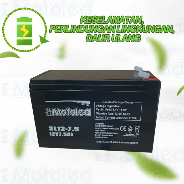 MOTOLED ASLI Aki 12V 7.5AH Aki Sepeda Listrik/Aki Sprayer Aki Kering 12 Volt 7.5AH Garansi 2 tahun