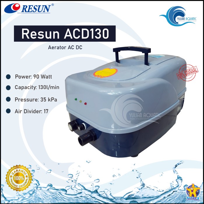 AERATOR AC DC RESUN 130 POMPA UDARA OTOMATIS BATERAI AERASI OKSIGEN
