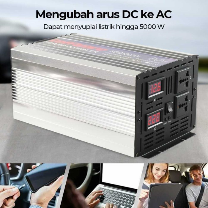 Power Inverter Sinus Murni Taffware Pure Sine Wave Pengubah Arus Listrik DC 12V to AC 220V 5000 6000