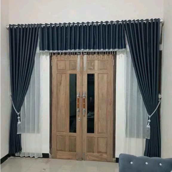 Gorden set PINTU UTAMA, POLOS blackout preum + vitrase + poni [free tali+huck]