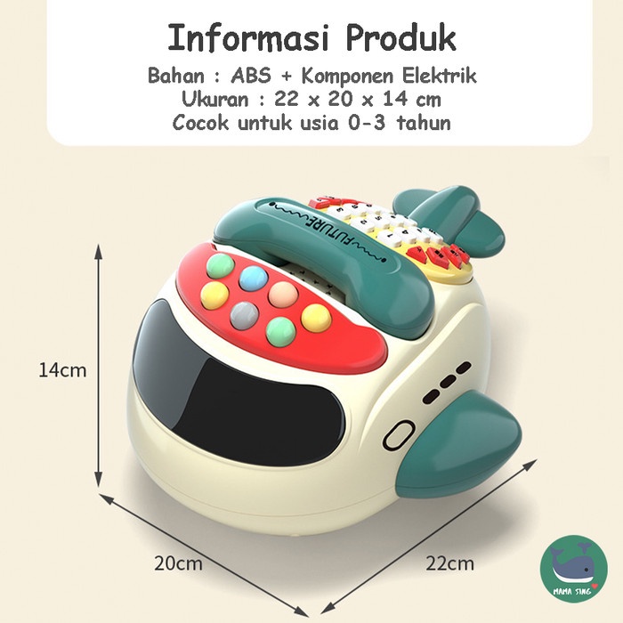 MAMA SING Mainan Telepon Pesawat Anak Interaktif dengan Lampu Tidur