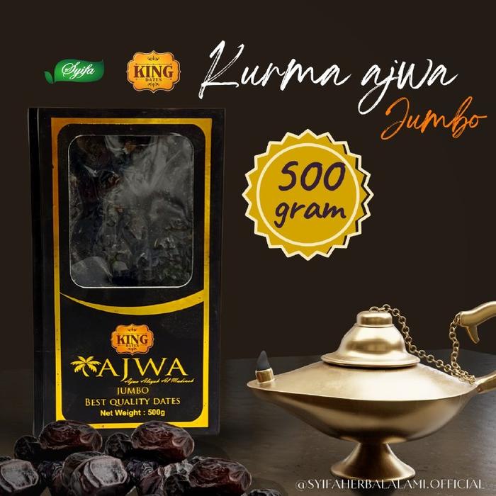 

terbaru !!! kurma king dates ajwa jumbo 500 gram - kurma nabi jumbo kurma ajwa al madinah khas timur