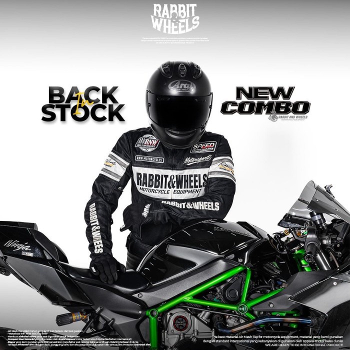 Jaket Motor - Rabbit and Wheels New Combo Black Original