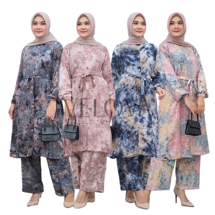 HEMAT Set Pakaian Batik Wanita Atasan Set Celana Kulot Pesta Kondangan Jumbo