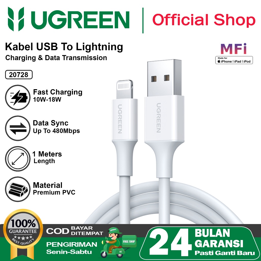 Ugreen Kabel Iphone Usb Lightning Mfi Fast Charging 20728
