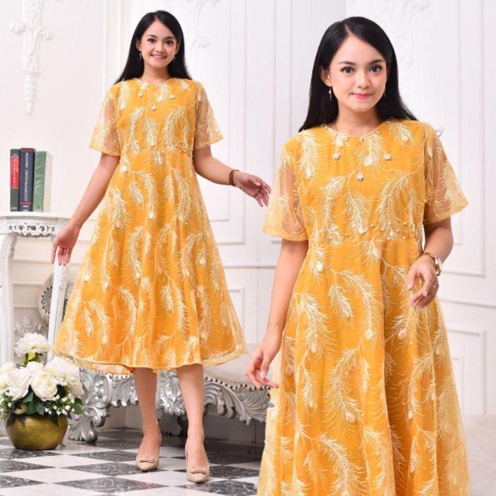 PROMO Dress Tulle Premium Jumbo-Dress Wanita Kristen Gereja-Pakaian Natal Imlek-Baju Pesta