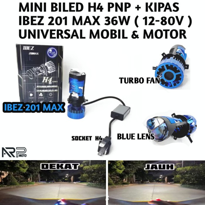 Ready Mini Biled H4 Pnp + Kipas Ibez 201 Super Bright Universal Mobil Motor Ninja Vixion Scoopy