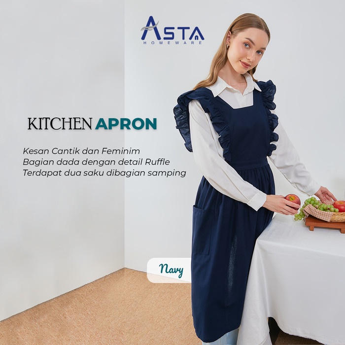 KUYY ASTA CELEMEK MASAK/ APRON RUFFLE LINEN/ KITCHEN APRON / APRON KOREA COD