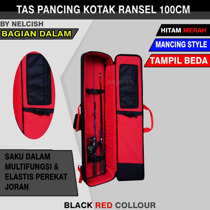 PROMO TAS JORAN PANCING HARD 100CM KOTAK RANSEL TAS MANCING HITAM BY NELCISH COD
