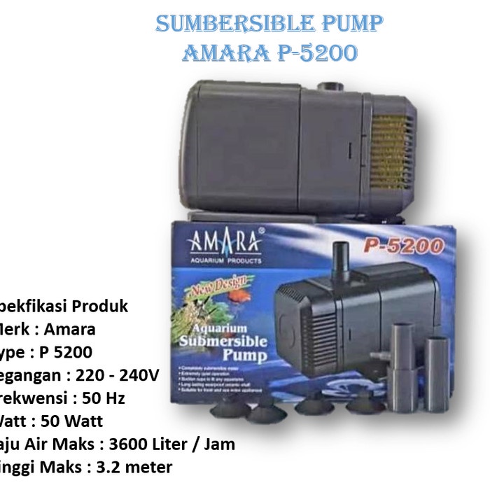 Pompa amara p5200 /pompa aquarium celup kolam/amara 5200