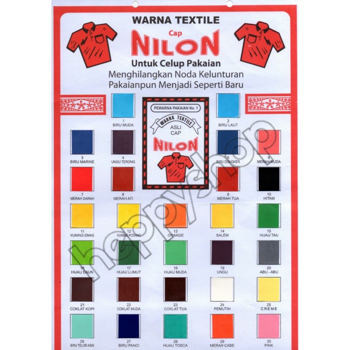 

Ready Stok" Pewarna Pakaian Wantek Cap Nilon Wantex Nilon