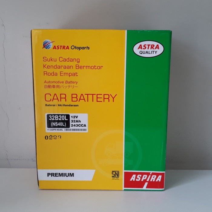 Aki Mobil Eetiga, Sirion, Xpander, Grand Livina Ns40L 12V 32Ah Aspira