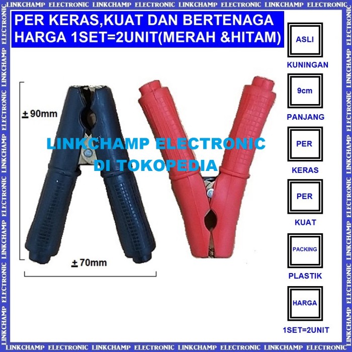 Asahikawa Jepitan Aki Asli Kuningan Jepitan Buaya 100A Merah Hitam