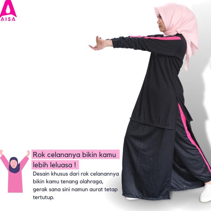 GRATIS ONGKIR Setelan Olahraga Muslimah Jumbo Baju Wanita Muslim Syari Set Rok Celana Training