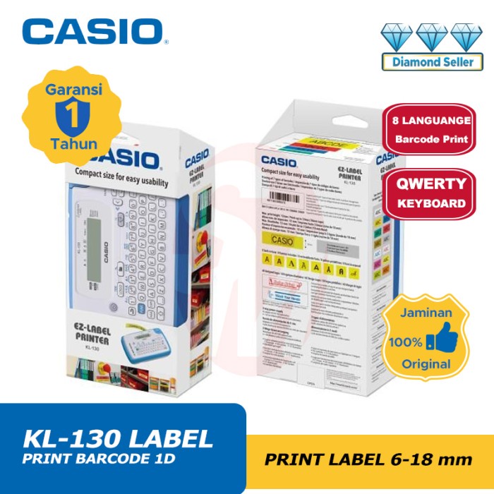 

Label Mesin Casio KL-130 PRINTING LABEL Cetak Nama Barcode QWERTY Keyboard DiskonJual MurahHarga
