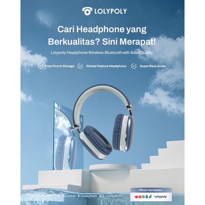 Lolypoly Headphone Wireless Bluetooth With Bass Quality Free Pou