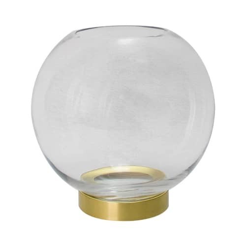 Vas Bunga Kaca Bentuk Bulat Dekorasi Estetik Diamater 20cm_Gold