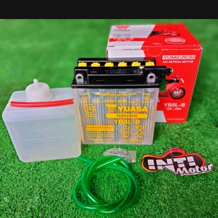 Aki Motor Basah YB5L-B Yuasa 5Ah 5 Ampere YB5LB Grand Supra Vega Revo DiskonJual MurahHarga