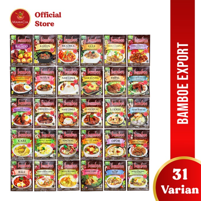 

CUCI GUDANG Bamboe Bumbu Dapur Instan Export All Varian Empal Soto Nasi Goreng