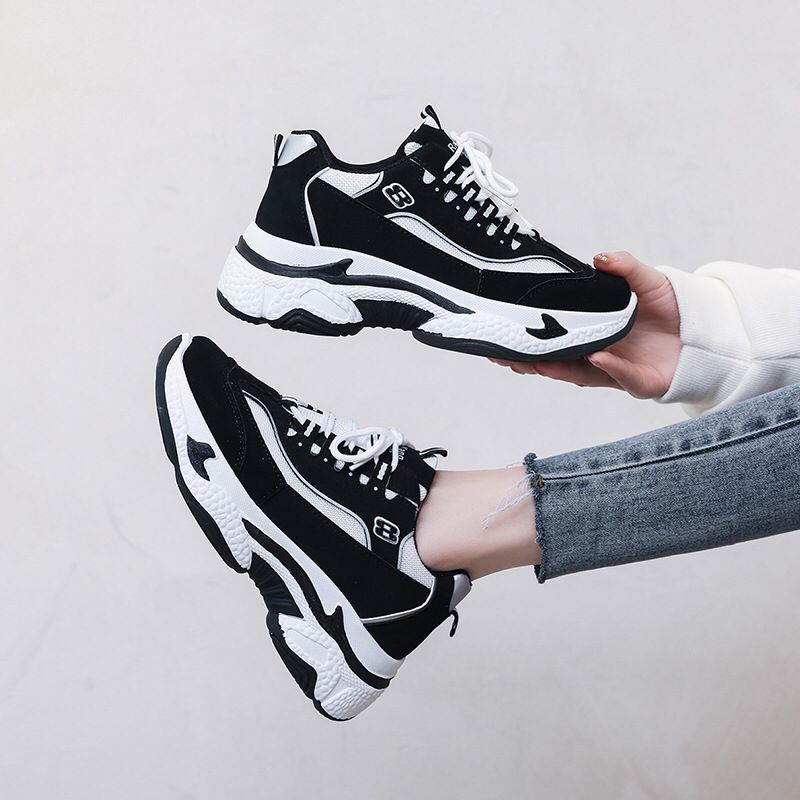 HOT DEALS [ HOBO ID ] SNEAKERS WANITA KOREA SEPATU OLAHRAGA WARNA COKLAT DAN HITAM CEWEK