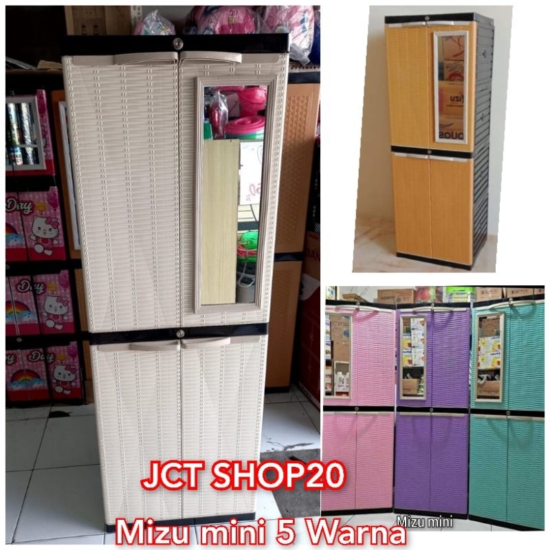 Terlaris Lemari Plastik Kaca Mini Rotan Kaca Susun 4