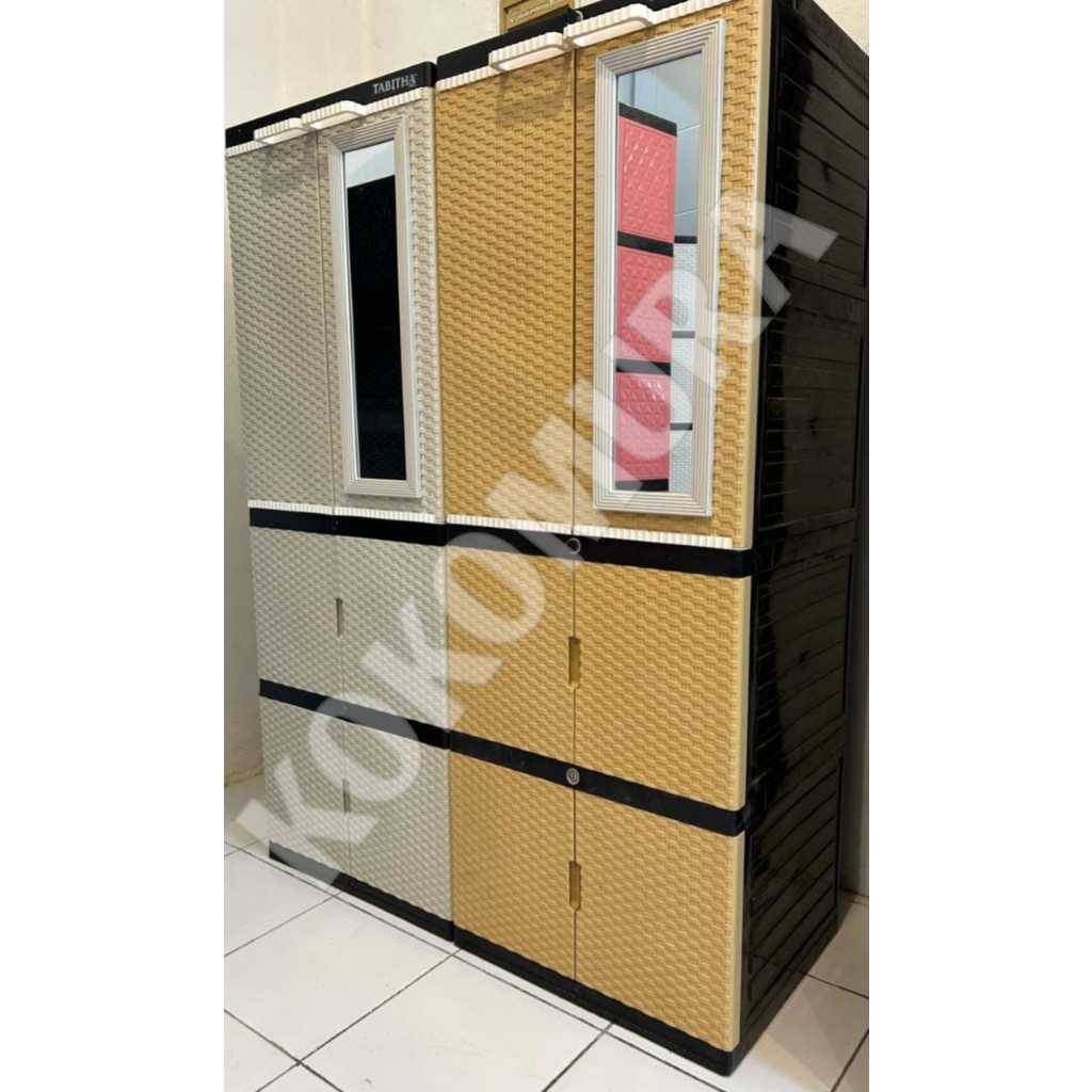 Murah Lemari Plastik Lemari Pakaian Lemari Baju Susun Gantung Kaca Full Kunci