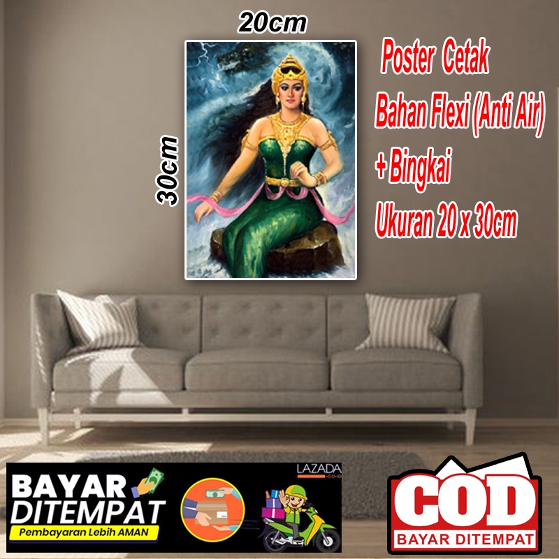 Viral  Lukisan Cetak Kanjeng Ratu Kidul + Bingkai Poster Cetak Kanjeng Ratu Kidul Ukuran 20X30Cm