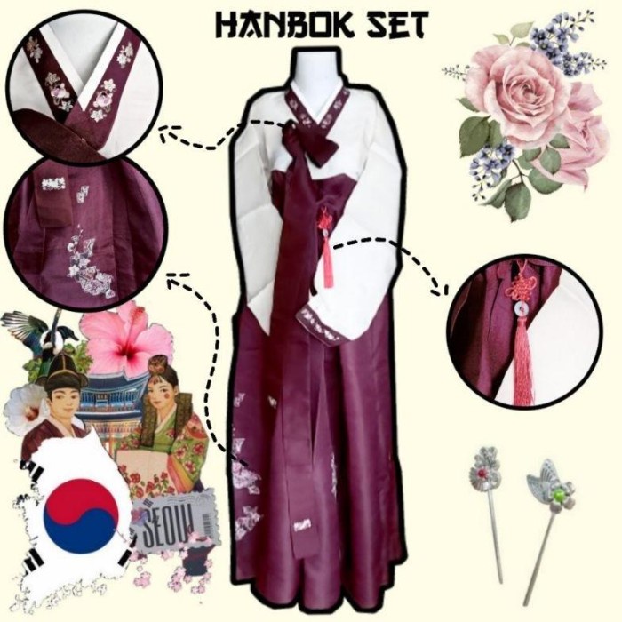 LIMITED EDITION New Baju Adat Korea / Hanbok/ Chima/ Jeoggori Dwikkoji Norigae Tassel/