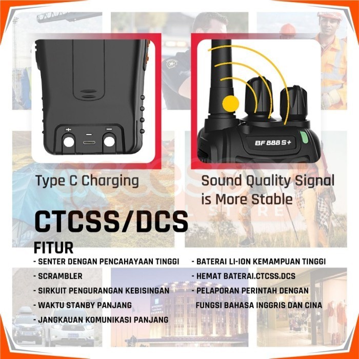terbaru  walkie talkie bf 888s plus ht jarak jauh 10km waterproof radio handy talky isi 2 unit