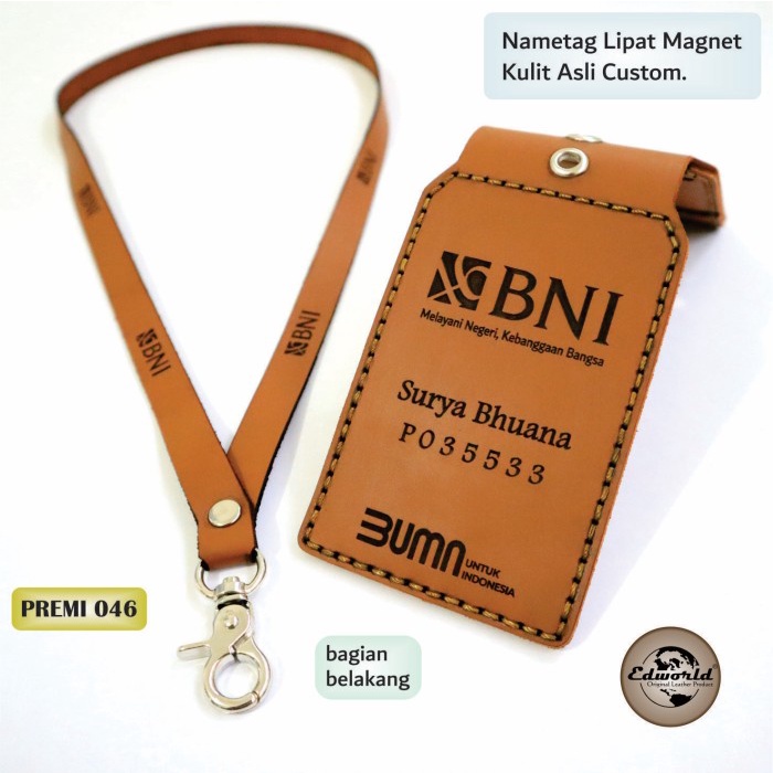 

Nametag Lipat Magnet Kulit Asli Custom