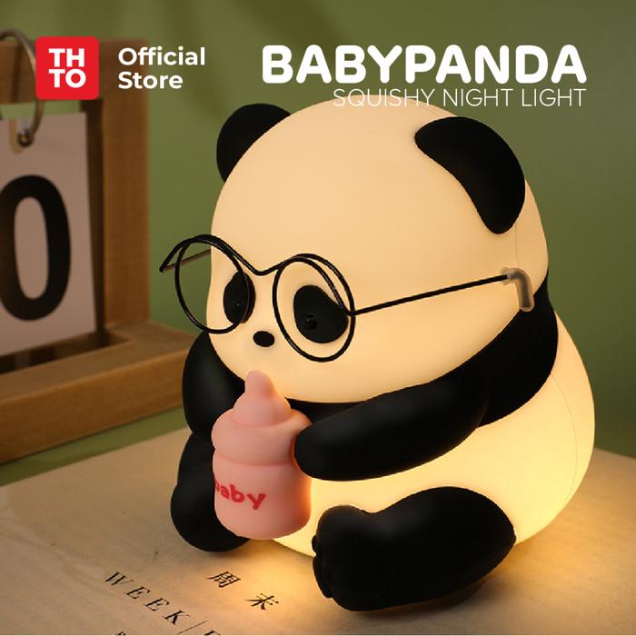 Terlaris THTO Lampu Tidur Night Light Kamar Anak Nyala Sentuh Silikon Squishy Model Baby Panda A108