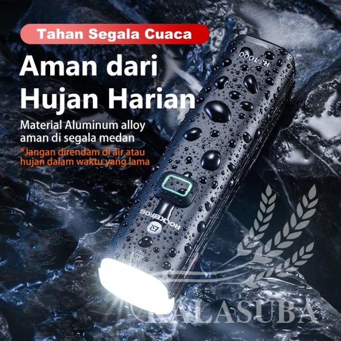 ROCKBROS R3-1000 Lampu Depan Sepeda 1000 lumens T40 Power Bank 4800mAh