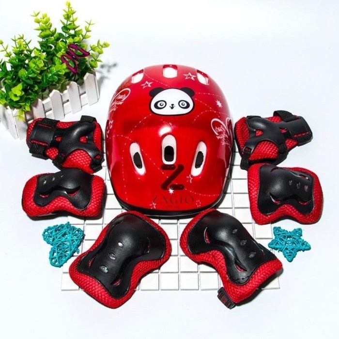 Paket deker & helm anak deker tangan lutut sepatu roda / sepeda