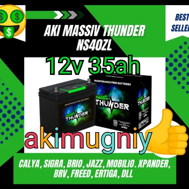 Aki Massiv Thunder Ns40Zl 36B20L 12V 35Ah Aki Kering Ns Gs Yuasa Sail
