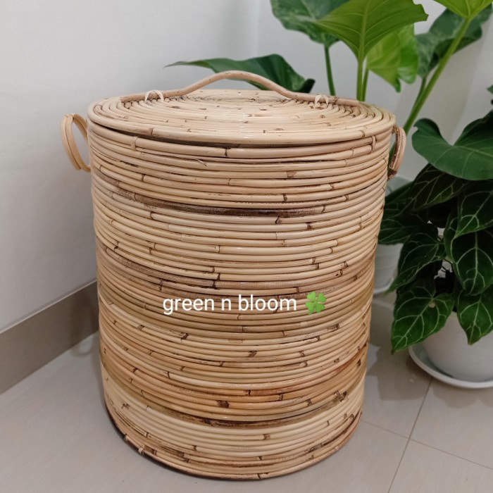 keranjang laundry rotan lilit rotan besar