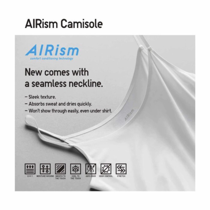 Uniqlo Women Airism Kamisol Kaos Dalam Tank Top Wanita White Terbaru