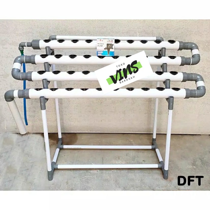 HIDROPONIK SET NFT DFT + POMPA + RANGKA + NET POT