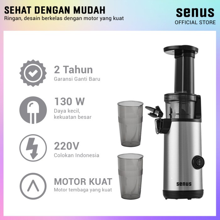 Senus Slow Juicer Pengekstrak Buah Low Watt Tanpa Ampas