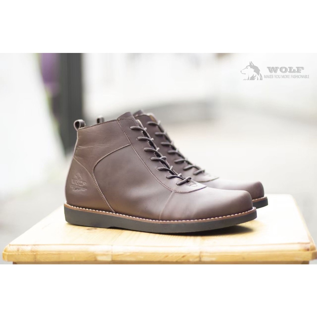 NEW DEALS Sepatu Boots Pria Kulit WOLF GOLDEN Sepatu Kulit Boots Model Brodo Original HANDMADE